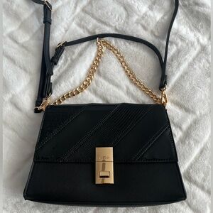 Aldo Black Crossbody Bag with Gold Chain